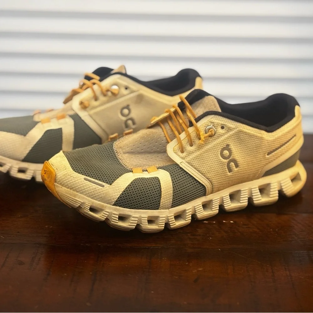 On Running Women's Yellow Tan and Dark Teal Athletic Shoes - Picture 2 of 9
